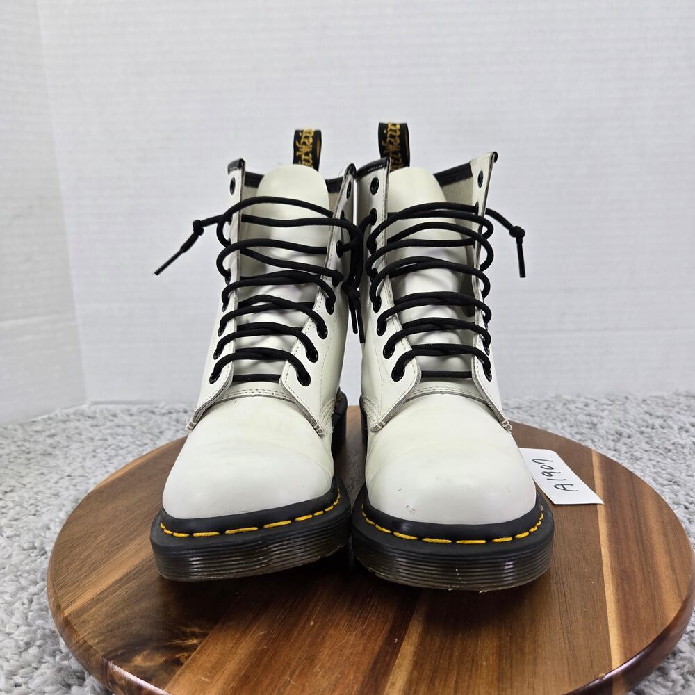 Dr. Martens Womens 6 1460 Smooth Leather White Lace Up Casual Y2K Combat Boots - Picture 4 of 13